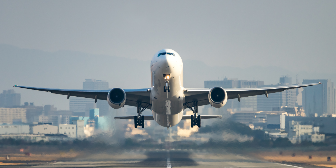 Airplane taking off on runway